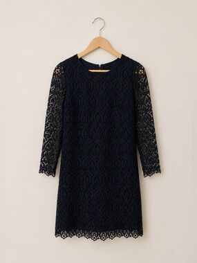 Club Monaco Amalia Black Lace Overlay Long Sleeve Midi Dress Size 4
